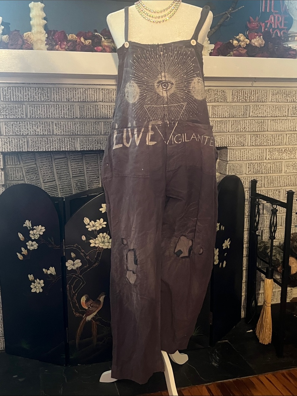 Magnolia Pearl Love Vigilante Overalls Celestial Moon Eye Distressed Rare